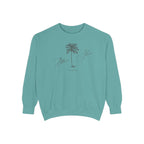 Belleair Shore Chill Vibes Sweatshirt - Unisex Garment-Dyed Style, Perfect for Lounging, Gift for Her, Palm Tree Design, Summer Escape