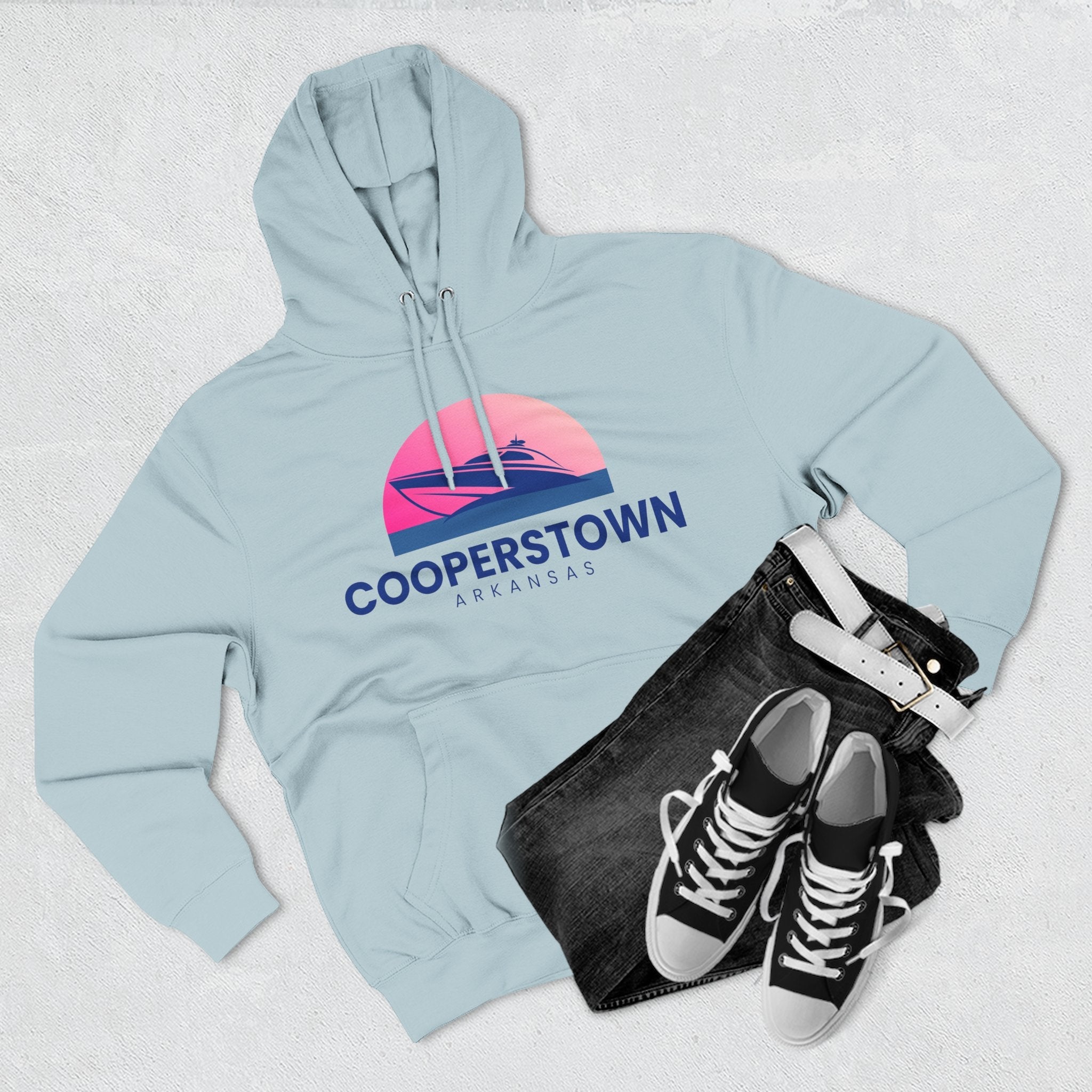 Cooperstown Vibes Hoodie with Design, Perfect for Autumn Lovers, Comfortable and Stylish, Great Gift for Vacations