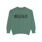 Wellesley Cozy Sweatshirt, Unisex Garment-Dyed Crew, Casual Wear, Gift for Friends, Fall Fashion, Lounge Style