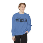 Wellesley Cozy Sweatshirt, Unisex Garment-Dyed Crew, Casual Wear, Gift for Friends, Fall Fashion, Lounge Style