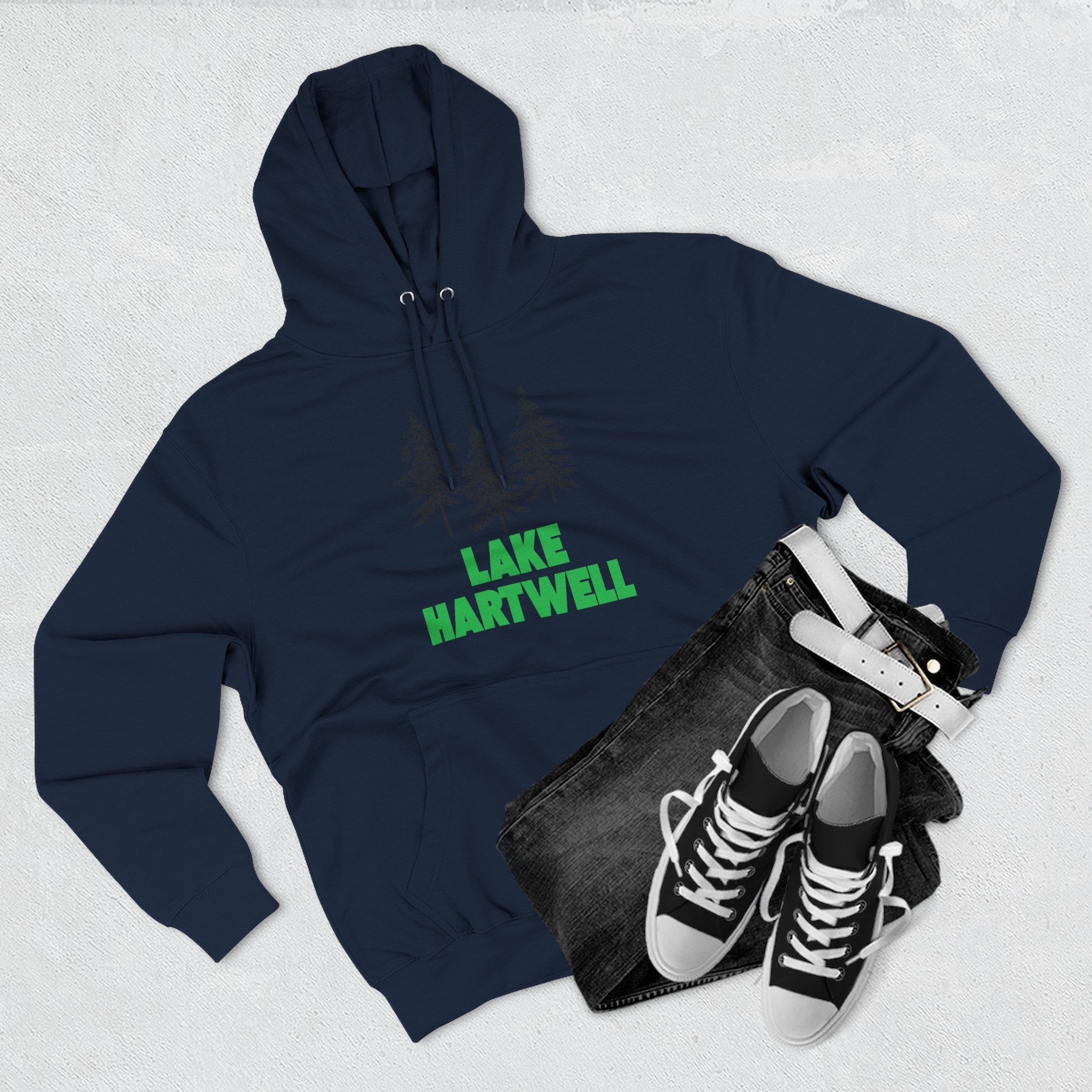 Lake Hartwell Fleece Hoodie, Cozy Sweatshirt, Outdoor Adventure Wear, Unique Gift for Lake Lovers, Perfect for Fall and Winter