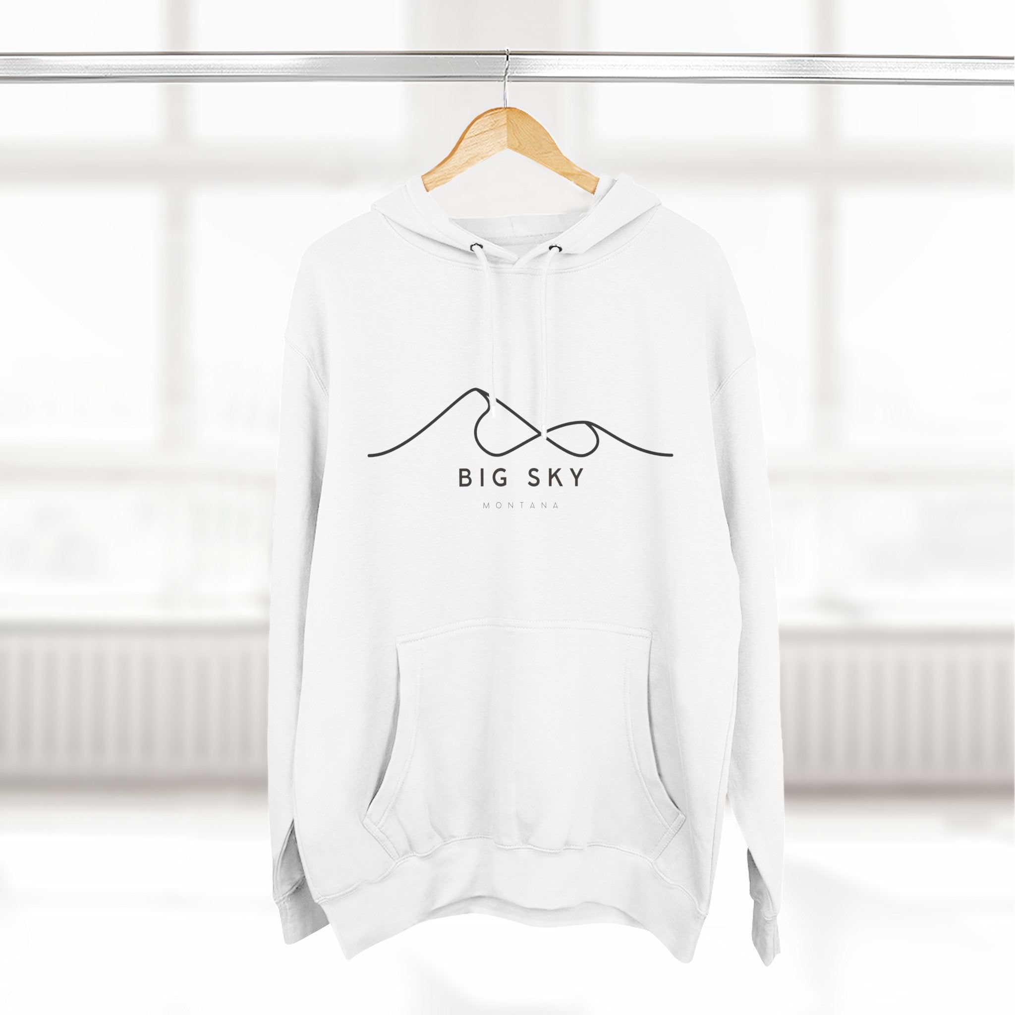 Big Sky Stylish Three-Panel Fleece Hoodie for Cozy Days, Casual Wear, Warm Layering, Gift for Him or Her