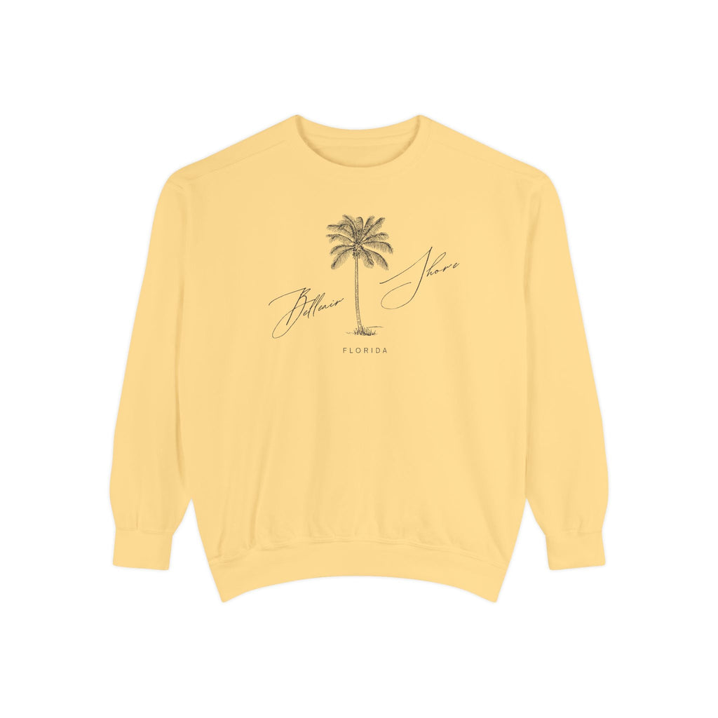 Belleair Shore Chill Vibes Sweatshirt - Unisex Garment-Dyed Style, Perfect for Lounging, Gift for Her, Palm Tree Design, Summer Escape