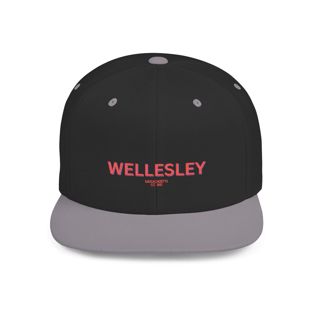 Wellesley Stylish Flat Bill Snapback Hat with Design, Perfect for Casual Outings, Streetwear, Gifts, Festivals, Everyday Wear