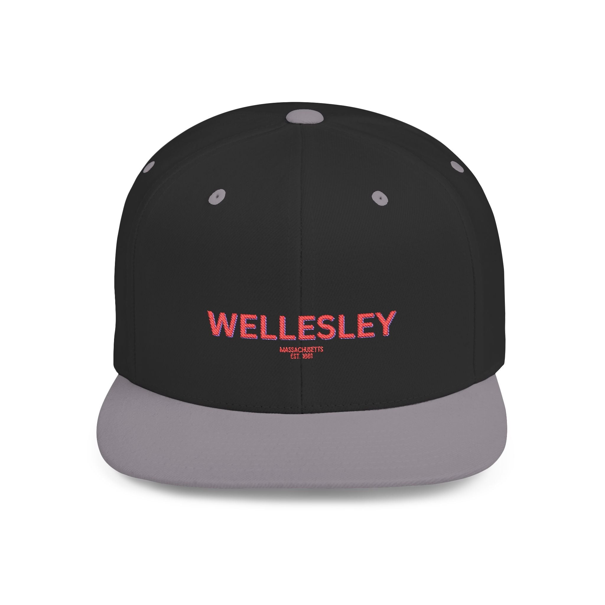 Wellesley Stylish Flat Bill Snapback Hat with Design, Perfect for Casual Outings, Streetwear, Gifts, Festivals, Everyday Wear
