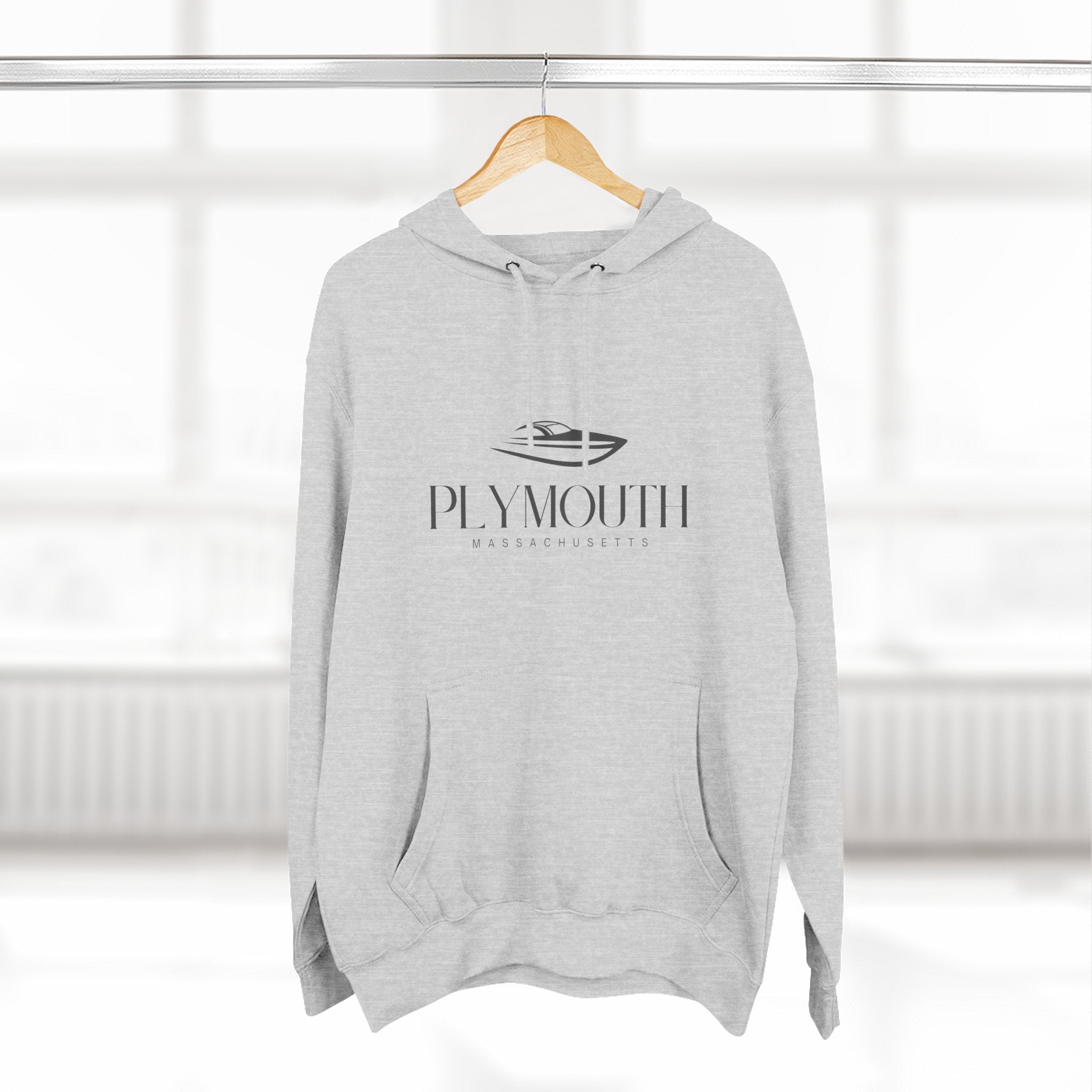 Plymouth Stylish Three-Panel Fleece Hoodie for Cozy Days, Casual Wear, Warm Layering, Gift for Him or Her