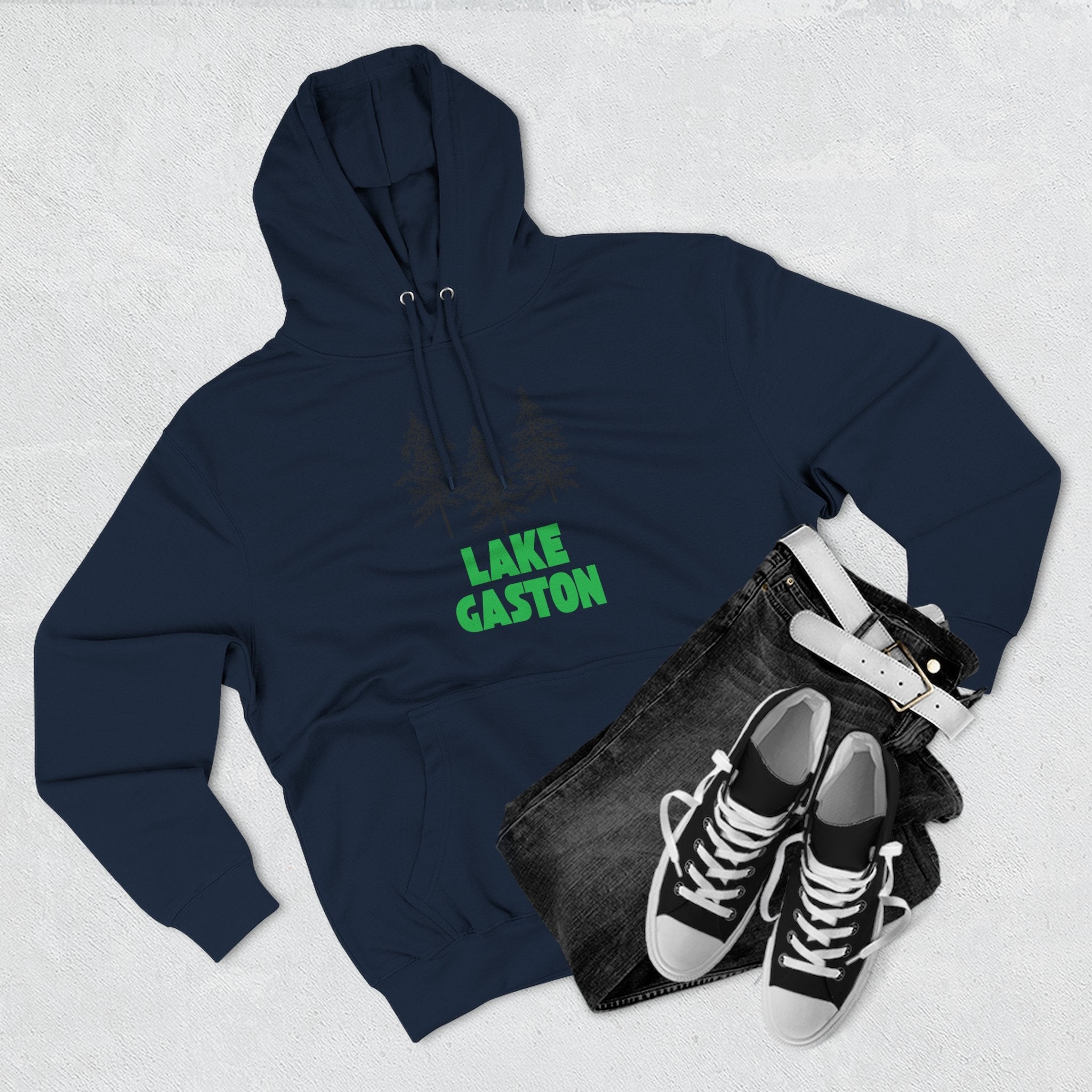 Lake Gaston Fleece Hoodie, Cozy Sweatshirt, Outdoor Adventure Wear, Unique Gift for Lake Lovers, Perfect for Fall and Winter