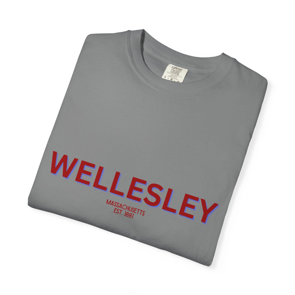 Wellesley Garment-Dyed Unisex T-Shirt, Casual Tee, Vintage Style Shirt, Everyday Wear, Birthday Gift, Unique Apparel
