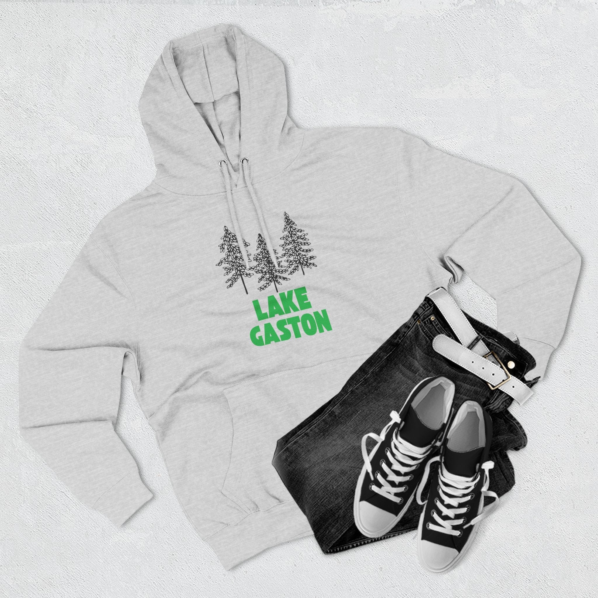 Lake Gaston Fleece Hoodie, Cozy Sweatshirt, Outdoor Adventure Wear, Unique Gift for Lake Lovers, Perfect for Fall and Winter