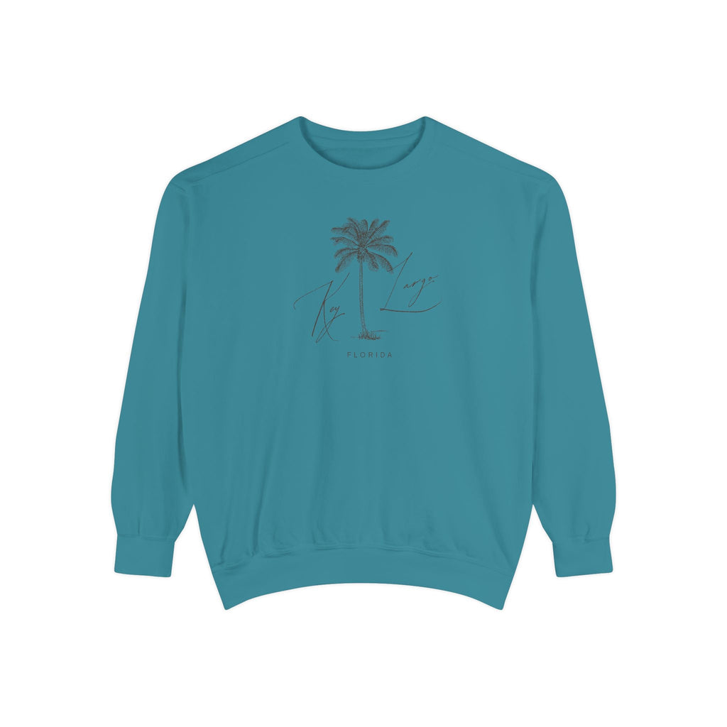 Key Largo Chill Vibes Sweatshirt - Unisex Garment-Dyed Style, Perfect for Lounging