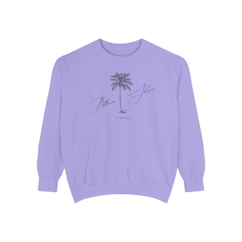 Belleair Shore Chill Vibes Sweatshirt - Unisex Garment-Dyed Style, Perfect for Lounging, Gift for Her, Palm Tree Design, Summer Escape