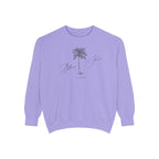 Belleair Shore Chill Vibes Sweatshirt - Unisex Garment-Dyed Style, Perfect for Lounging, Gift for Her, Palm Tree Design, Summer Escape