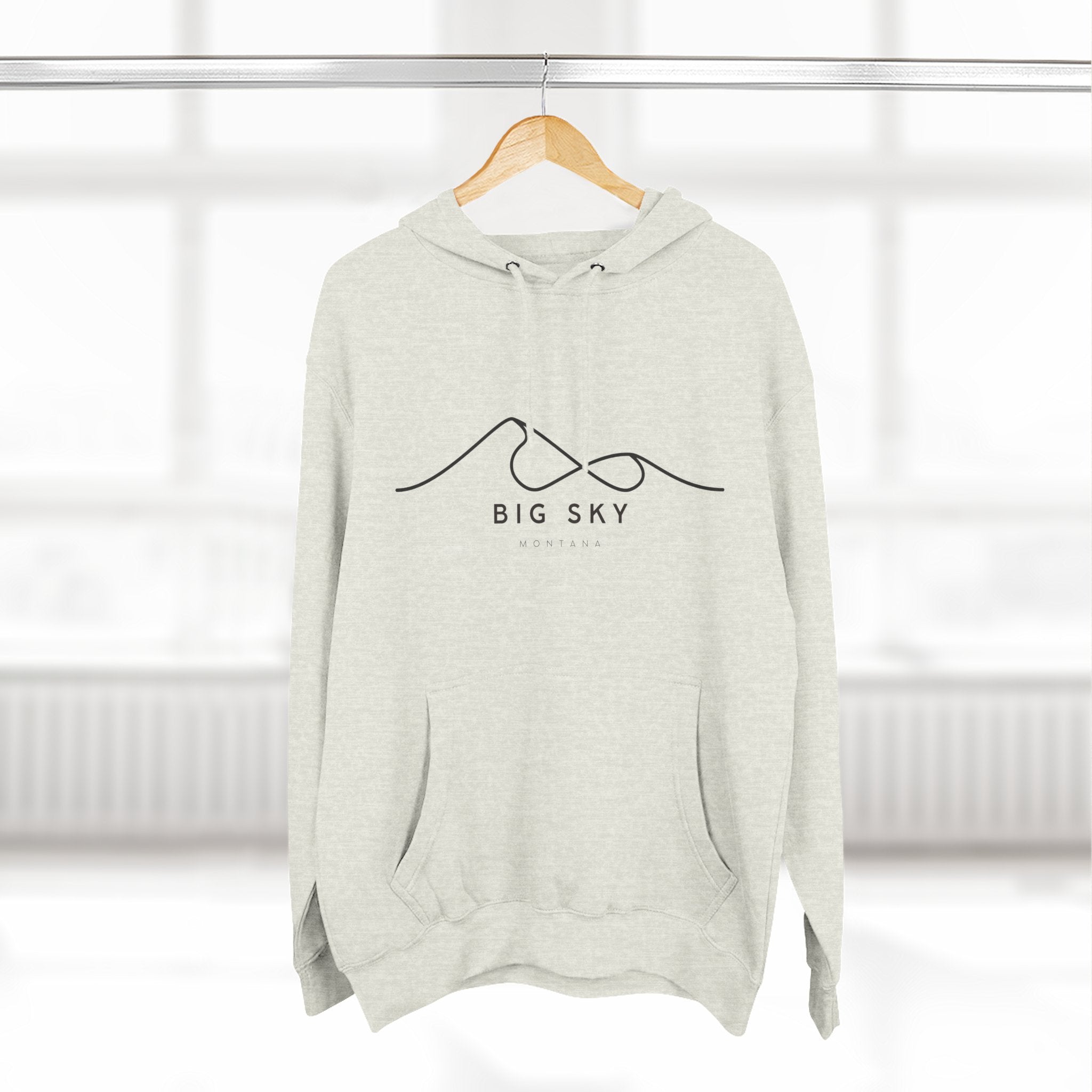 Big Sky Stylish Three-Panel Fleece Hoodie for Cozy Days, Casual Wear, Warm Layering, Gift for Him or Her