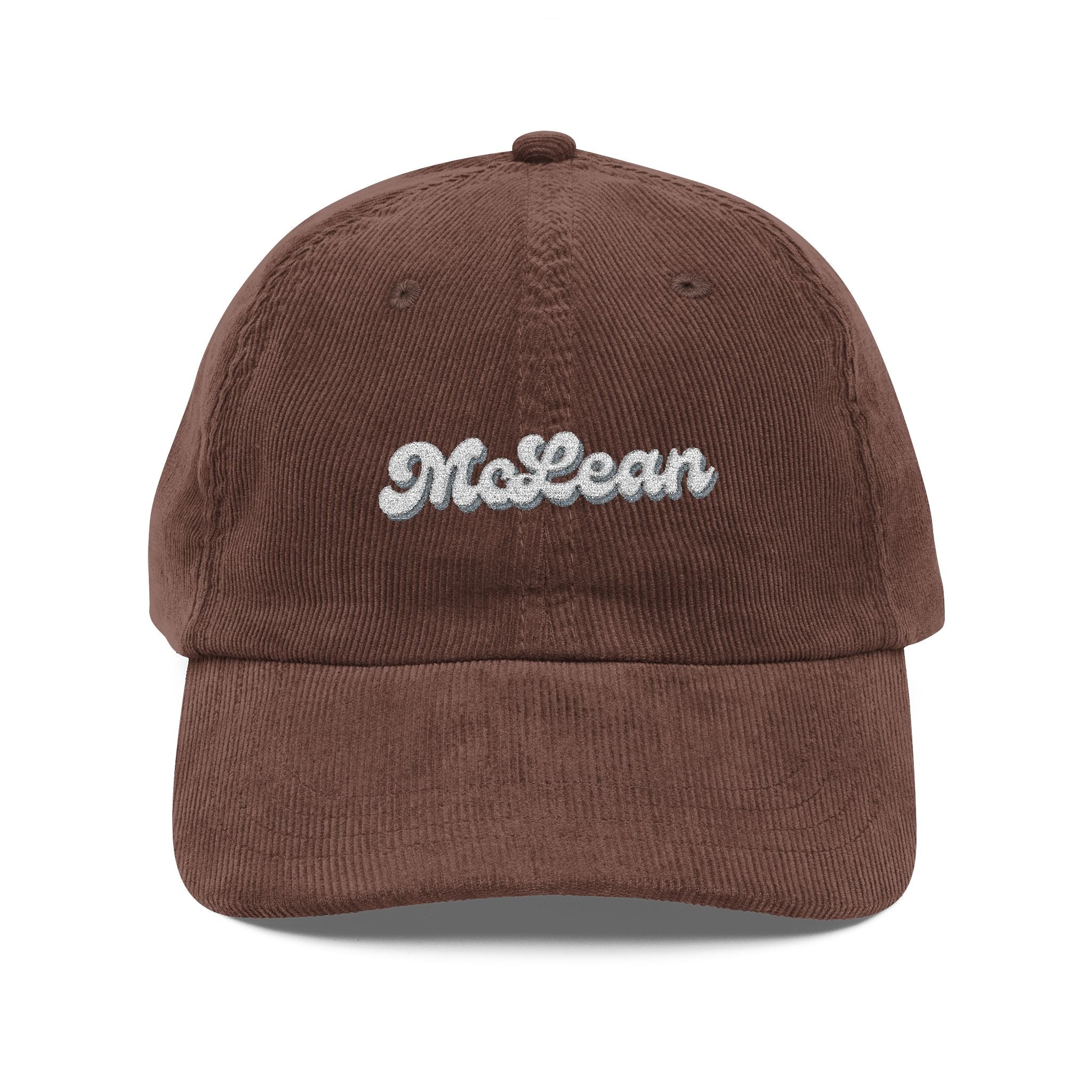 McLean Vintage Corduroy Cap, Retro Fashion Hat, Cool Embroidered Cap, Casual Summer Accessory, Gift for Trendsetters