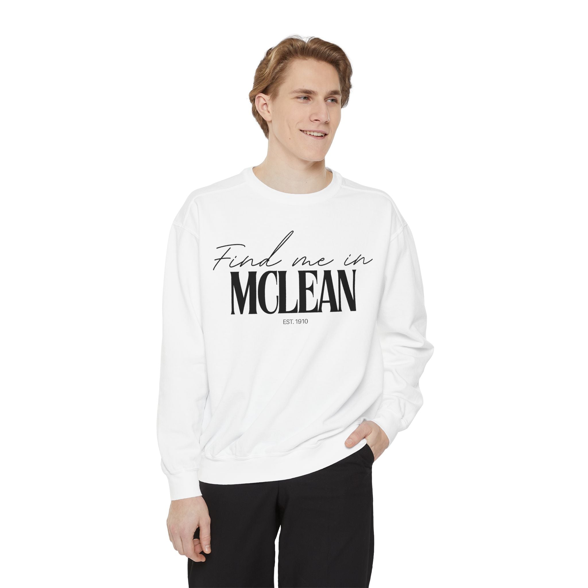 McLean Cozy Sweatshirt, Unisex Garment-Dyed Crew, Casual Wear, Gift for Friends, Fall Fashion, Lounge Style