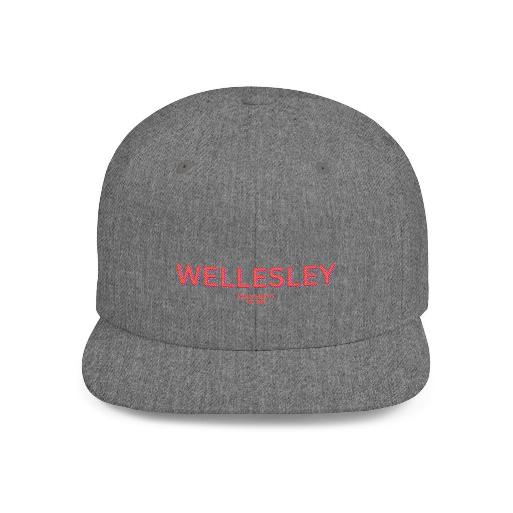 Wellesley Stylish Flat Bill Snapback Hat with Design, Perfect for Casual Outings, Streetwear, Gifts, Festivals, Everyday Wear