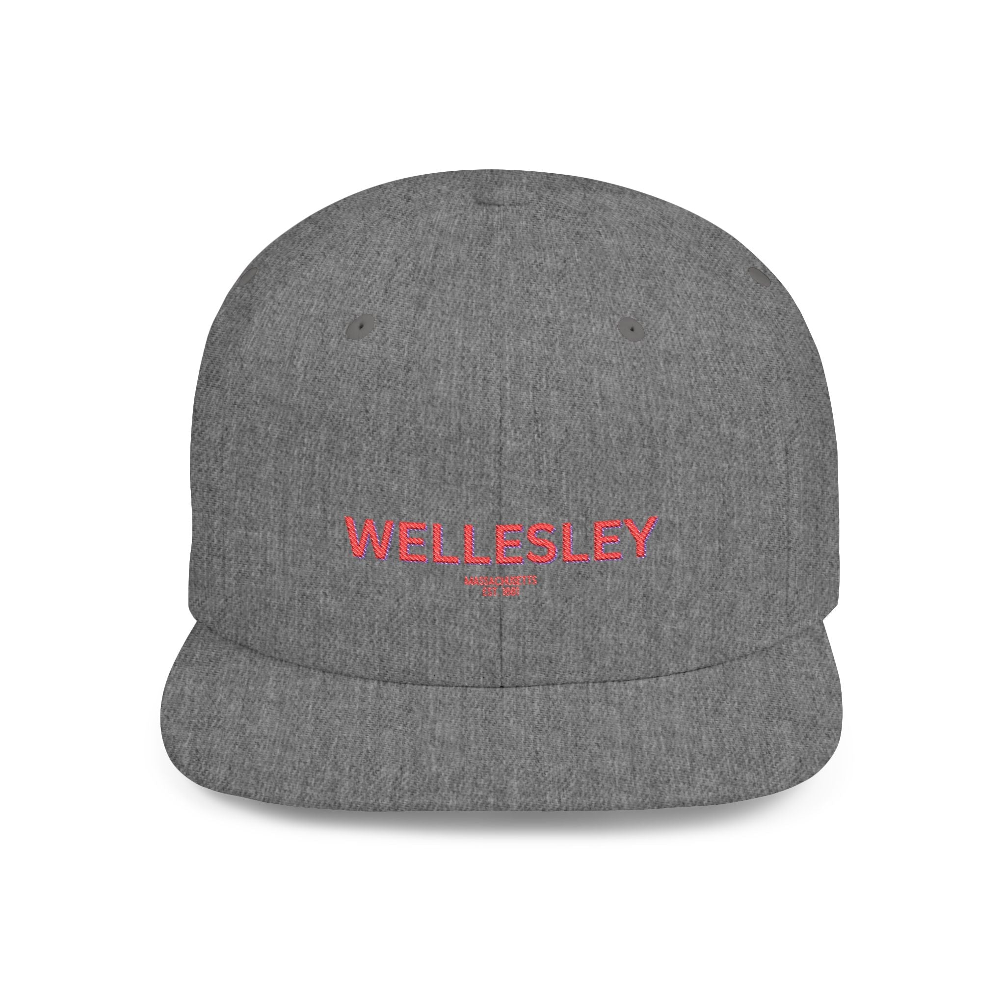 Wellesley Stylish Flat Bill Snapback Hat with Design, Perfect for Casual Outings, Streetwear, Gifts, Festivals, Everyday Wear