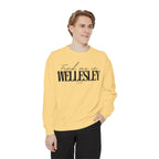 Wellesley Cozy Sweatshirt, Unisex Garment-Dyed Crew, Casual Wear, Gift for Friends, Fall Fashion, Lounge Style