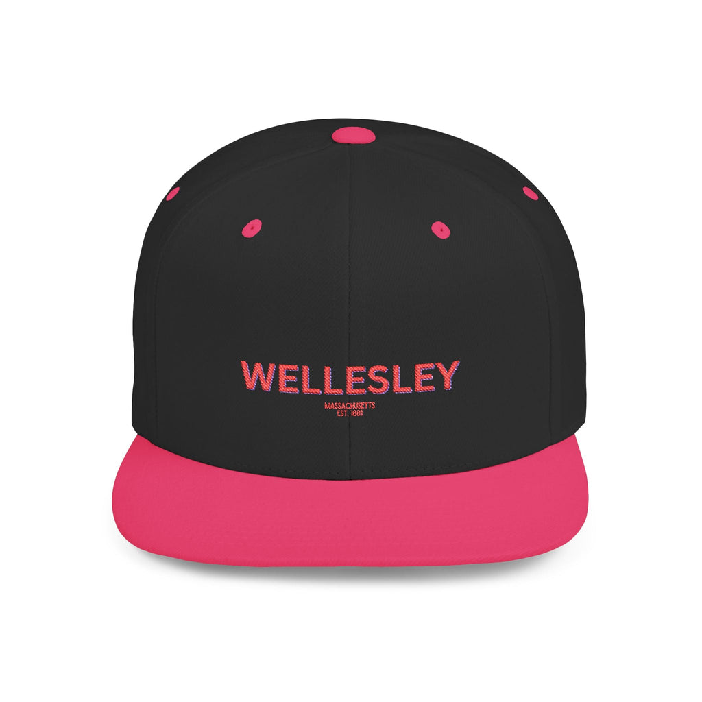Wellesley Stylish Flat Bill Snapback Hat with Design, Perfect for Casual Outings, Streetwear, Gifts, Festivals, Everyday Wear