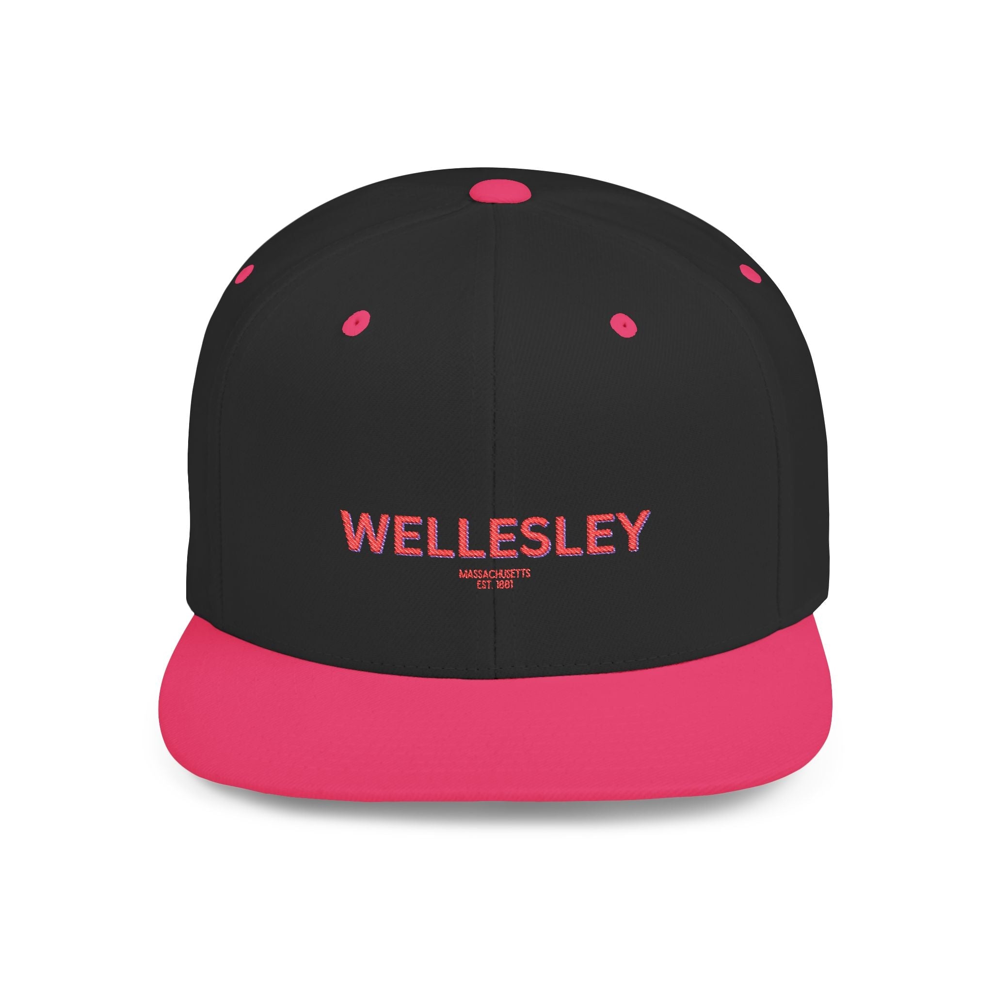 Wellesley Stylish Flat Bill Snapback Hat with Design, Perfect for Casual Outings, Streetwear, Gifts, Festivals, Everyday Wear