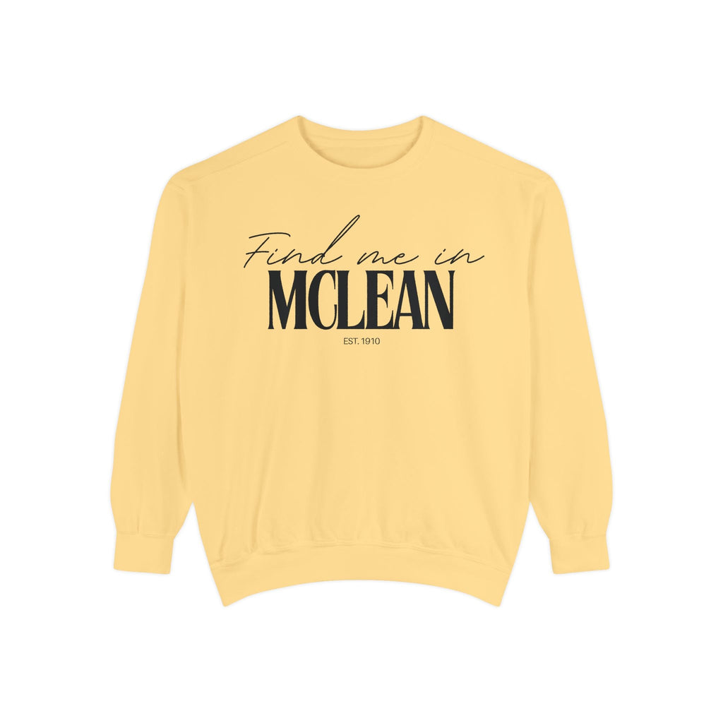 McLean Cozy Sweatshirt, Unisex Garment-Dyed Crew, Casual Wear, Gift for Friends, Fall Fashion, Lounge Style