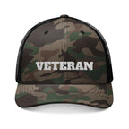 Camouflage Veteran Trucker Hat, Embroidered Military Cap, Gift for Veterans, Outdoor Sports Hat, Camouflage Baseball Cap, Dad Hat