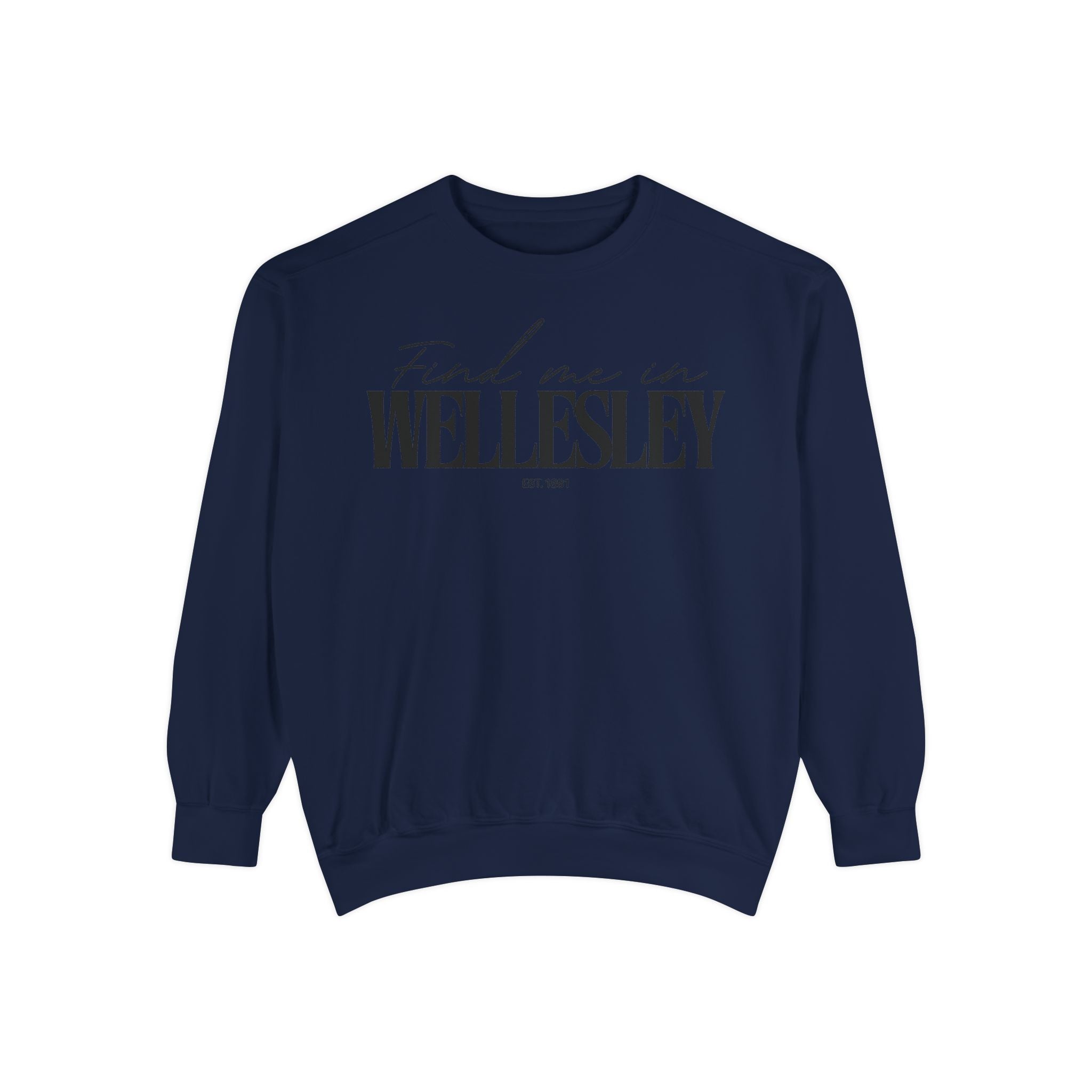Wellesley Cozy Sweatshirt, Unisex Garment-Dyed Crew, Casual Wear, Gift for Friends, Fall Fashion, Lounge Style