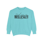 Wellesley Cozy Sweatshirt, Unisex Garment-Dyed Crew, Casual Wear, Gift for Friends, Fall Fashion, Lounge Style