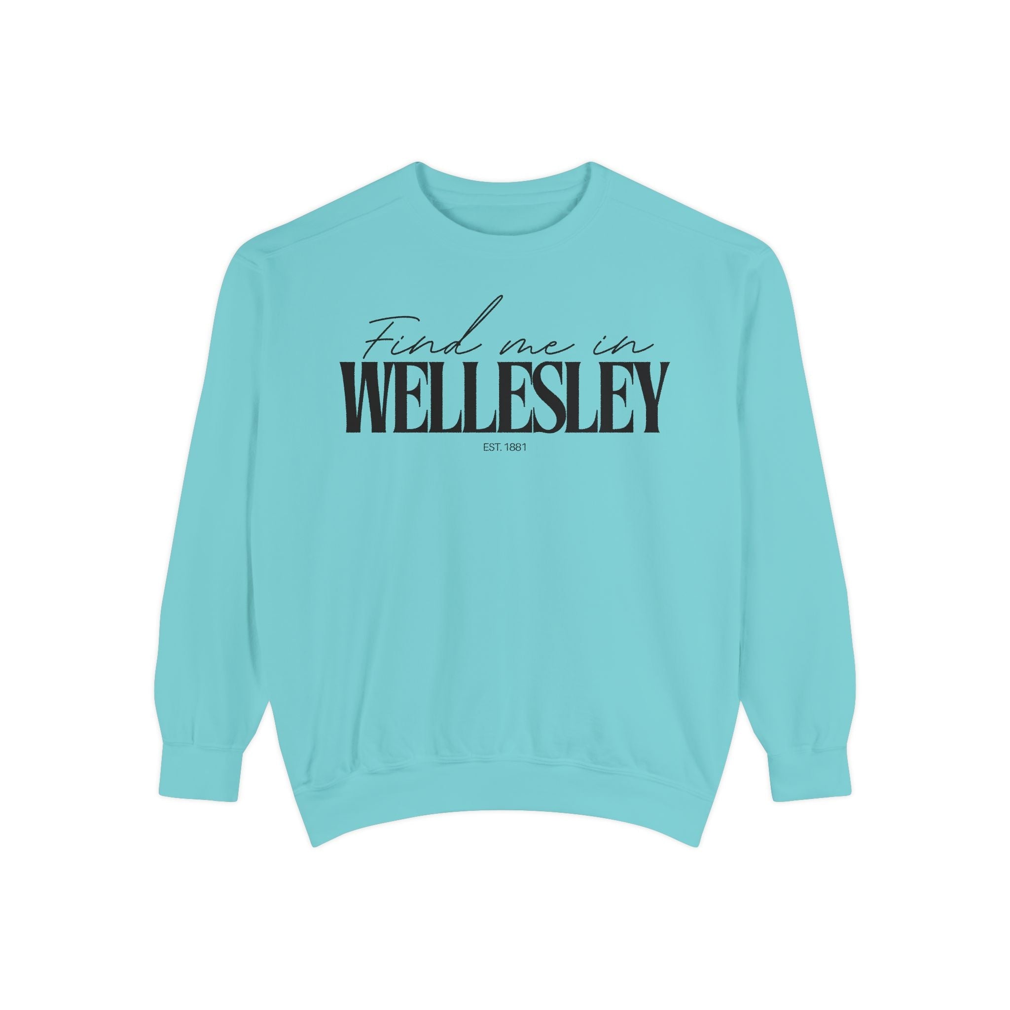 Wellesley Cozy Sweatshirt, Unisex Garment-Dyed Crew, Casual Wear, Gift for Friends, Fall Fashion, Lounge Style