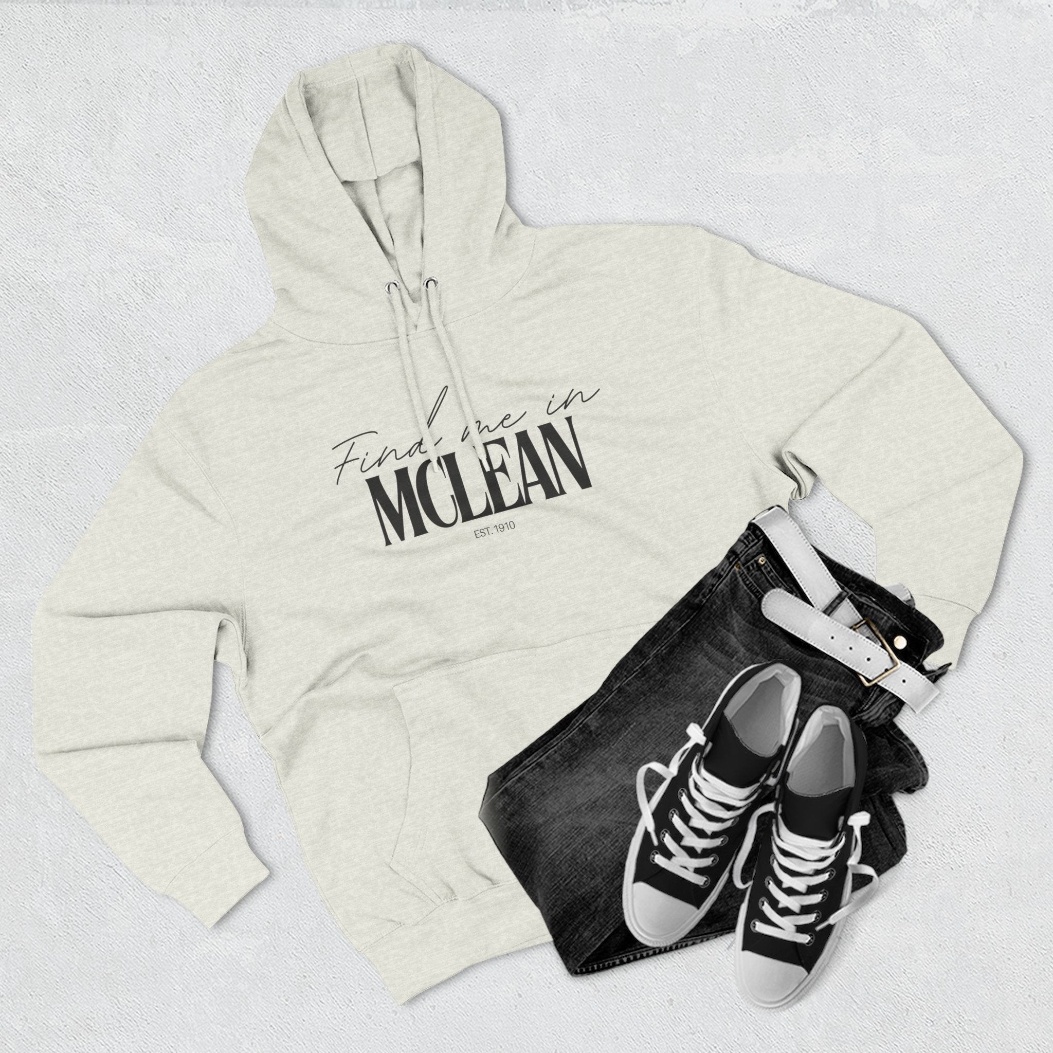 McLean Stylish Three-Panel Fleece Hoodie for Everyday Comfort, Personalized Gift, Casual Wear, Unisex Hoodie, Cozy Fashion