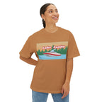 Lake Lanier Sunset Boxy Tee, Relaxed Summer Shirt, Unisex Tee, Vacation Wear, Boating Gift, Lake Life Apparel