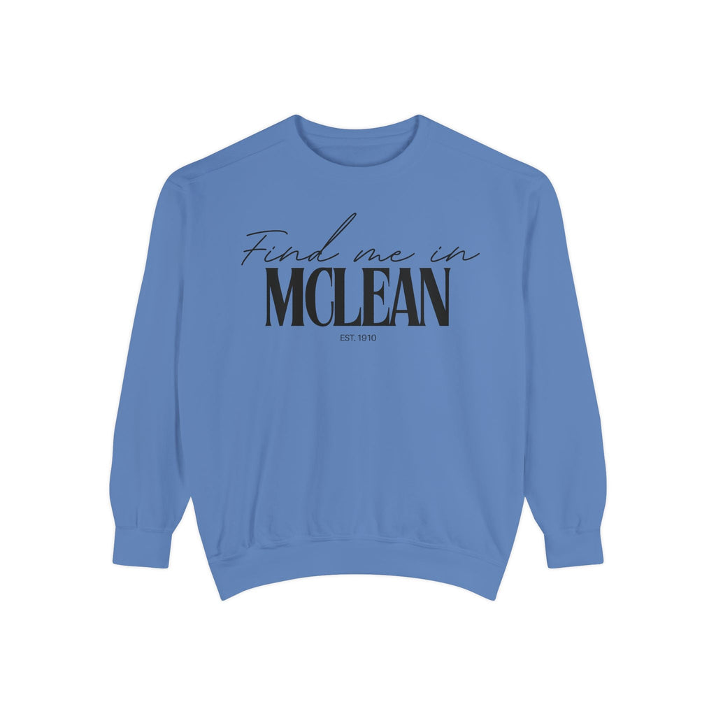 McLean Cozy Sweatshirt, Unisex Garment-Dyed Crew, Casual Wear, Gift for Friends, Fall Fashion, Lounge Style