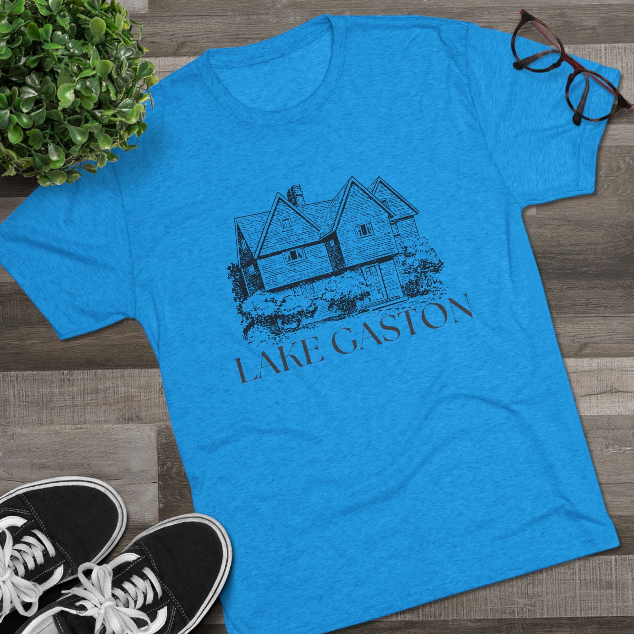 Lake Gaston Unisex Tri-Blend Crew Tee, Casual T-Shirt, Summer Apparel, Lake House Shirt, Gift for Friends, Travel Tee