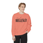 Wellesley Cozy Sweatshirt, Unisex Garment-Dyed Crew, Casual Wear, Gift for Friends, Fall Fashion, Lounge Style