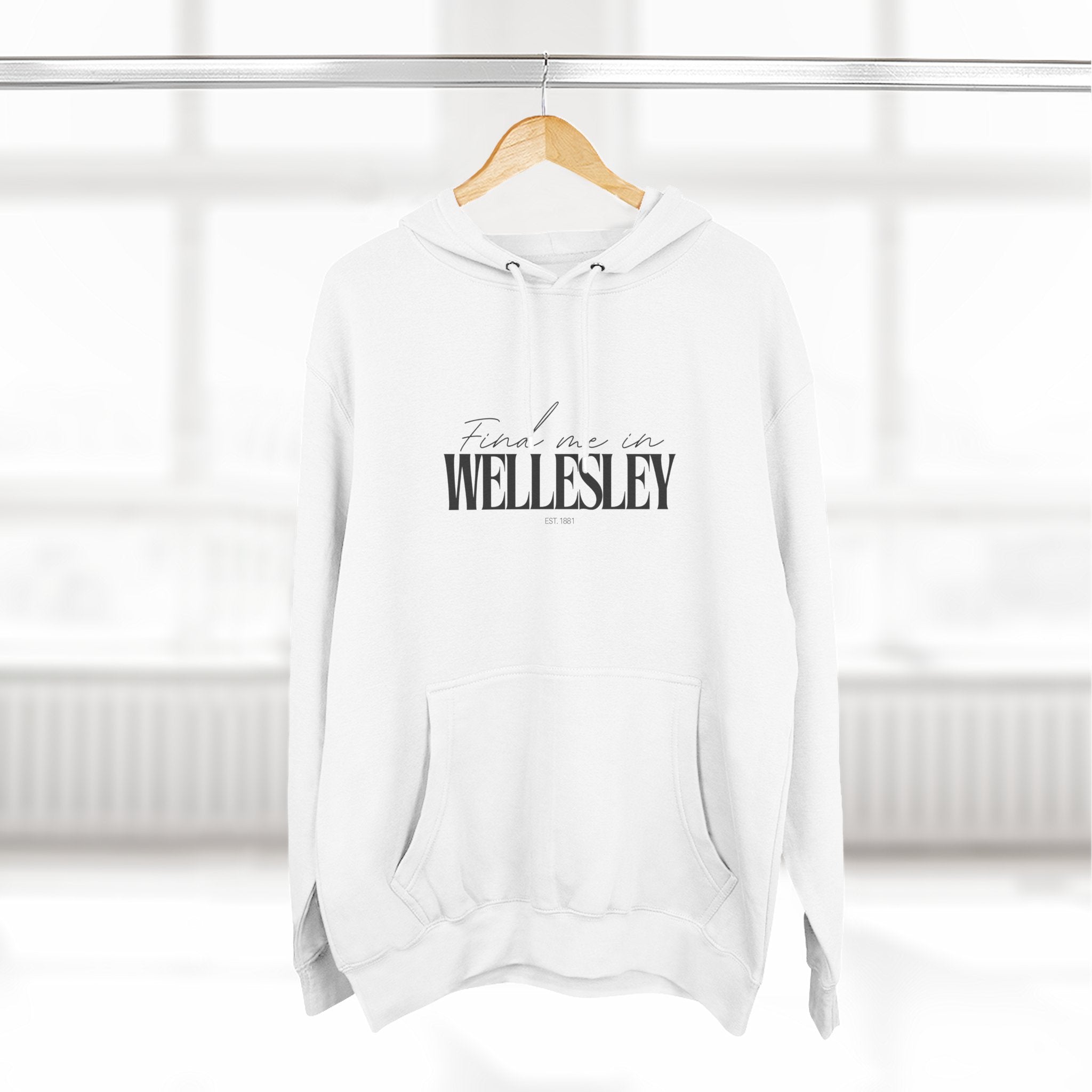 Wellesley Stylish Three-Panel Fleece Hoodie for Everyday Comfort, Personalized Gift, Casual Wear, Unisex Hoodie, Cozy Fashion