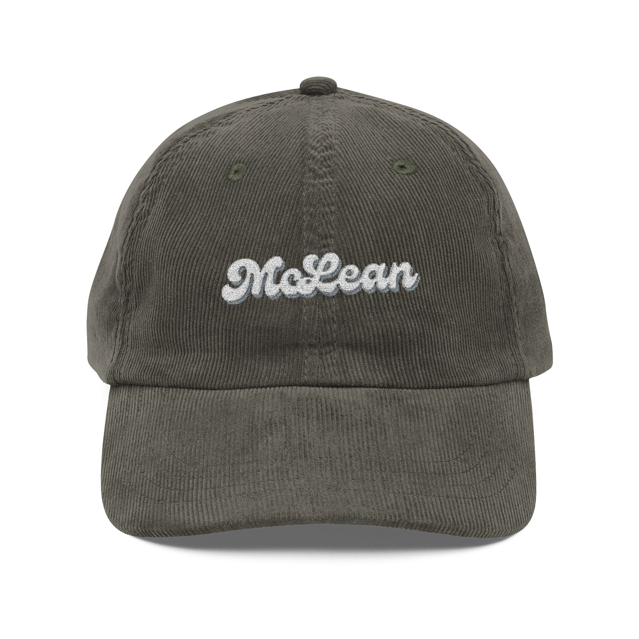 McLean Vintage Corduroy Cap, Retro Fashion Hat, Cool Embroidered Cap, Casual Summer Accessory, Gift for Trendsetters