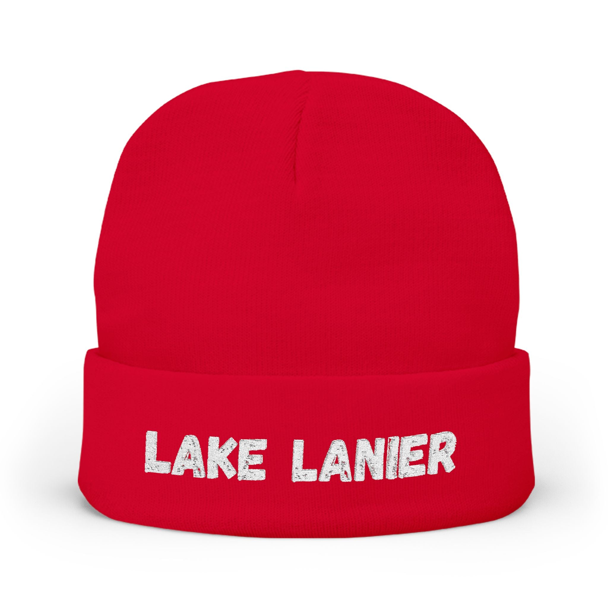 Lake Lanier Cozy Embroidered Knit Beanie, Winter Hat, Lake Lanier Merchandise, Warm Knit Hat, Gift for Her, Outdoor Beanie