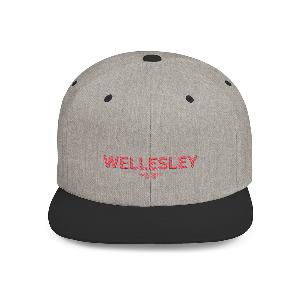 Wellesley Stylish Flat Bill Snapback Hat with Design, Perfect for Casual Outings, Streetwear, Gifts, Festivals, Everyday Wear