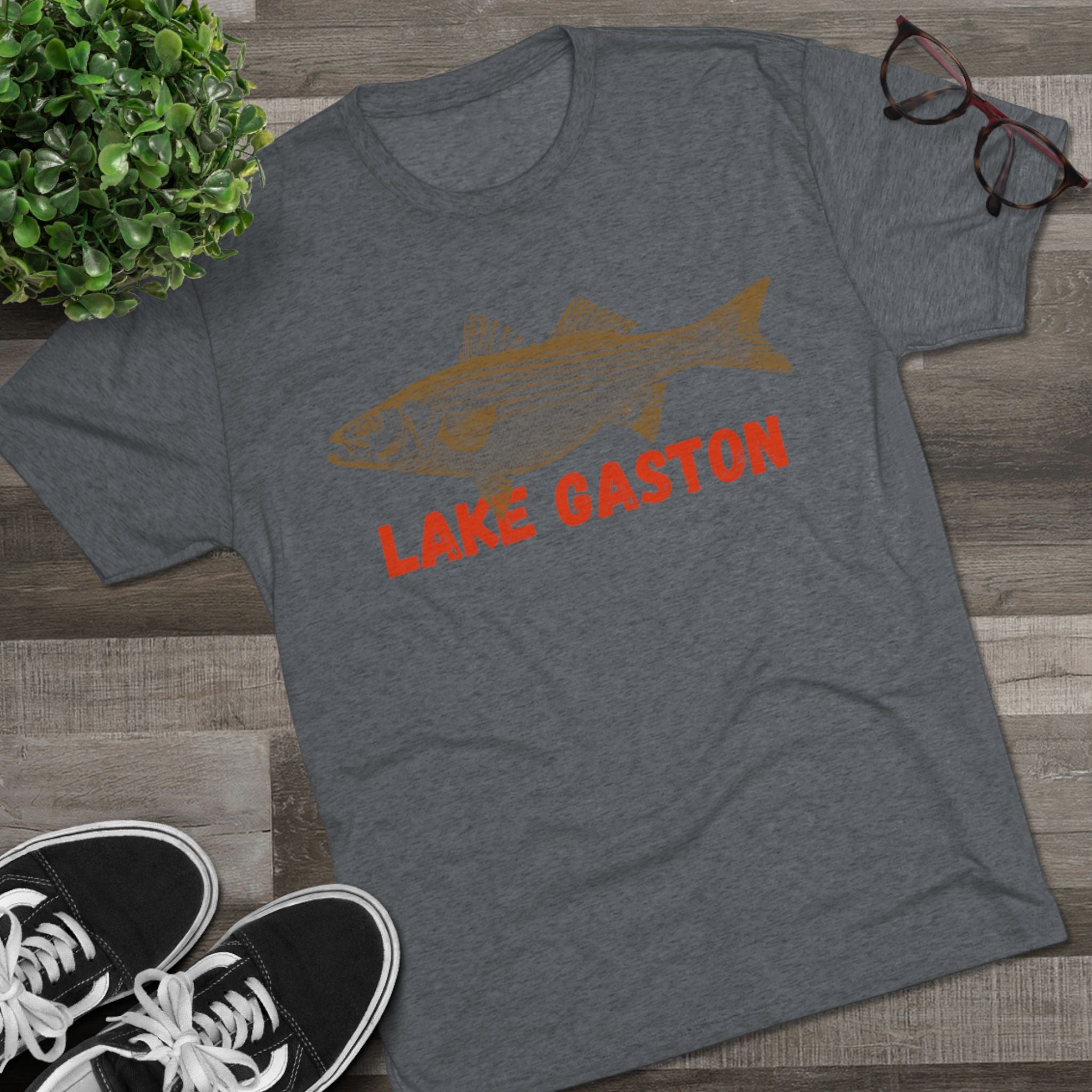 Lake Gaston Fishing Tee, Unisex Crew Neck Shirt, Summer Lake Apparel, Gift for Fishermen, Outdoor Adventure T-Shirt, Lake House Style
