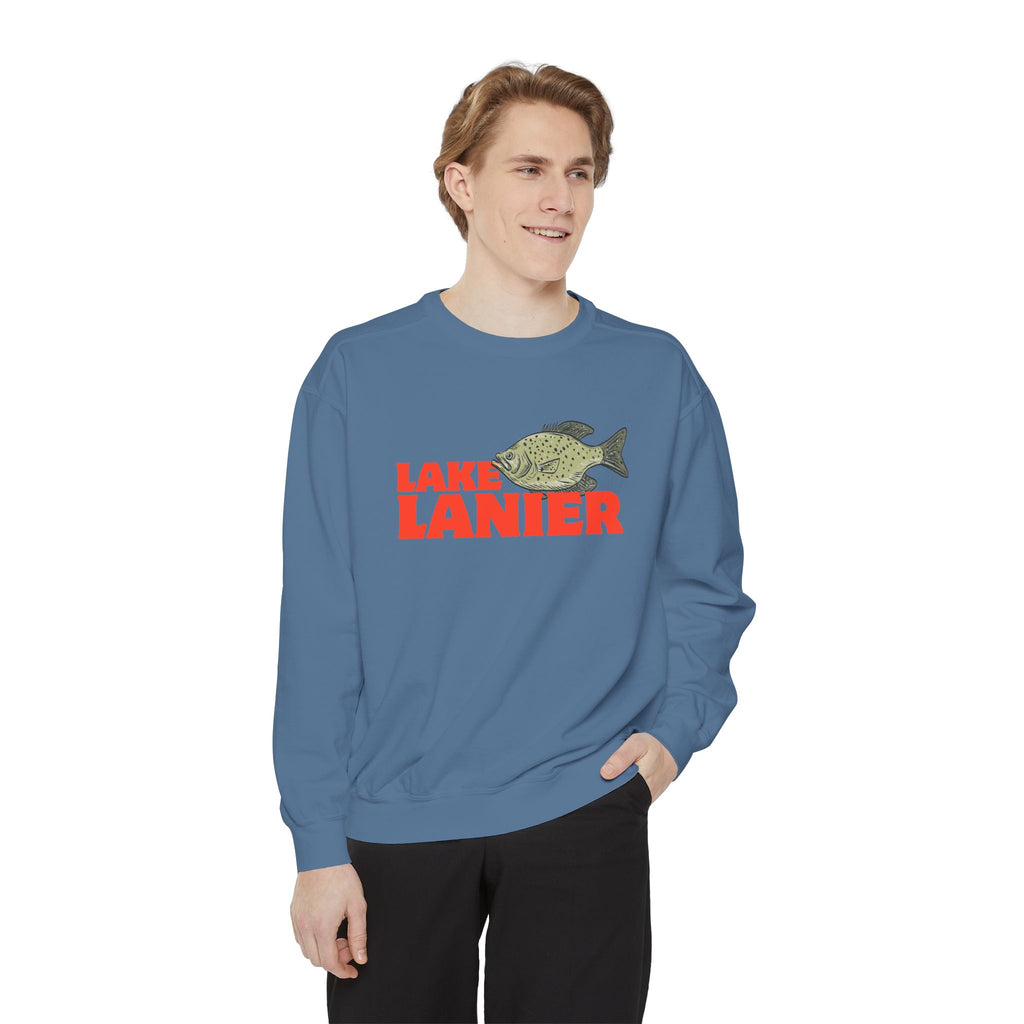 Lake Lanier Fish Sweatshirt | Unisex Garment-Dyed Apparel | Cozy Lake Life Gift, Relaxed Weekend Wear, Fishing Enthusiast Gear