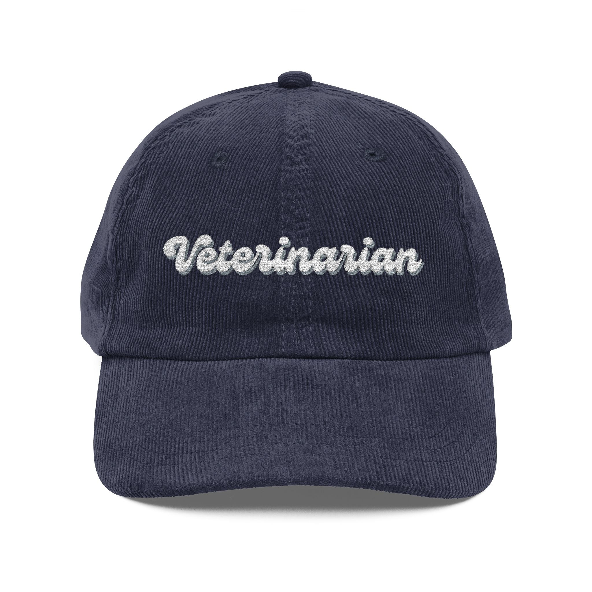 Vintage Veterinary Cap - Corduroy Hat for Pet Lovers, Gift for Veterinarians, Animal Lover Apparel, Unique Embroidered Headwear