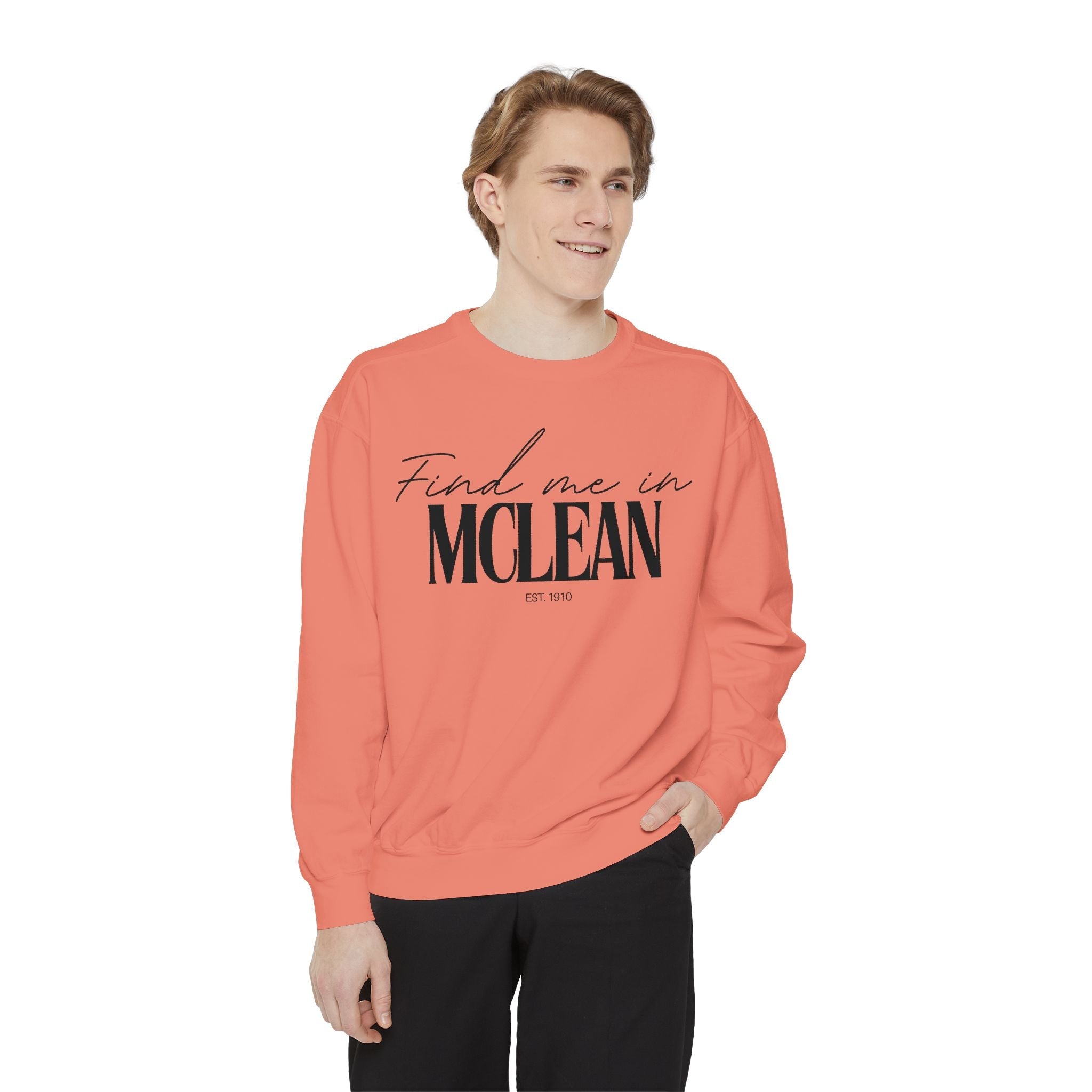 McLean Cozy Sweatshirt, Unisex Garment-Dyed Crew, Casual Wear, Gift for Friends, Fall Fashion, Lounge Style
