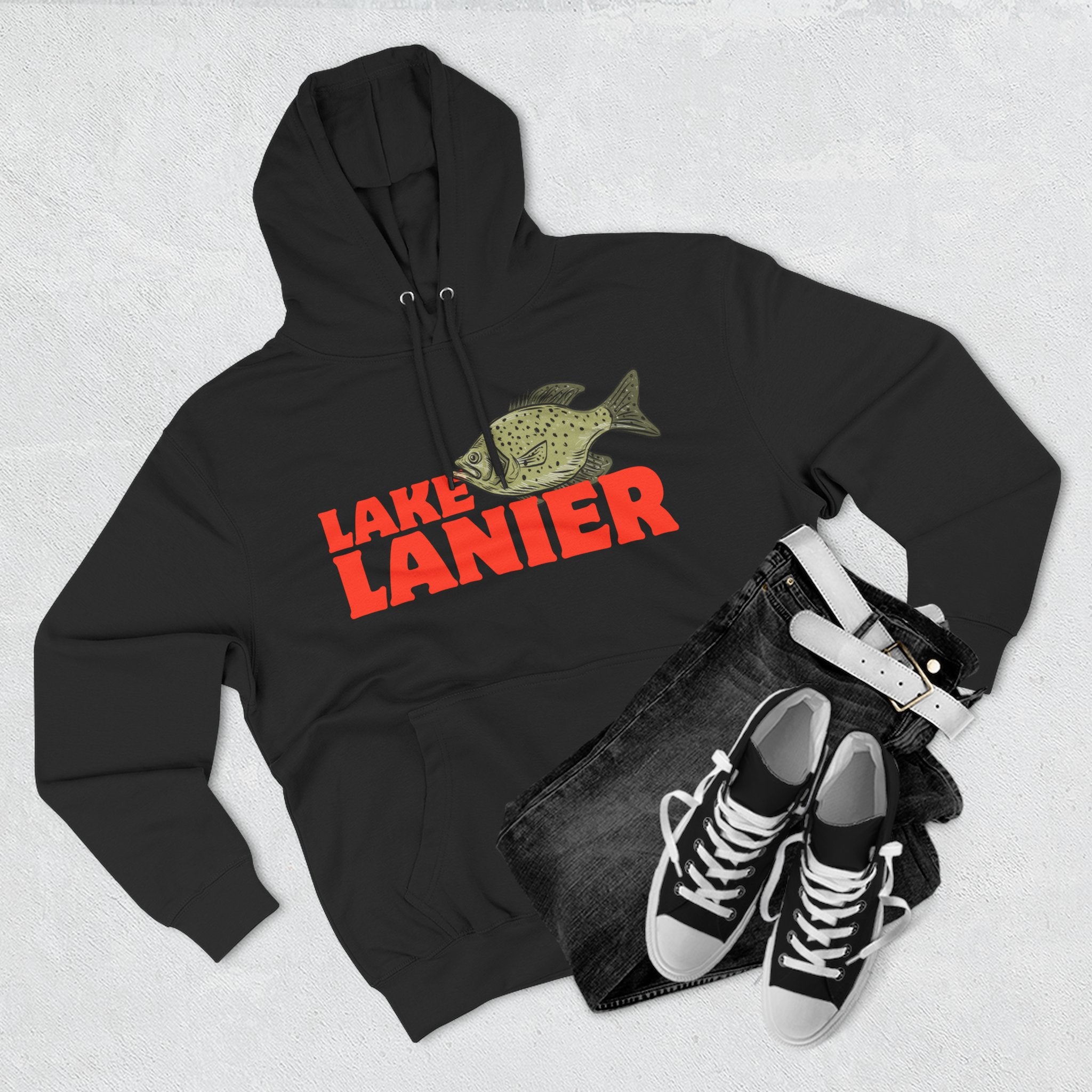 Lake Lanier Fleece Hoodie, Cozy Fishing Sweatshirt, Outdoor Adventure Wear, Unique Gift for Lake Lovers, Perfect for Fall and Winter
