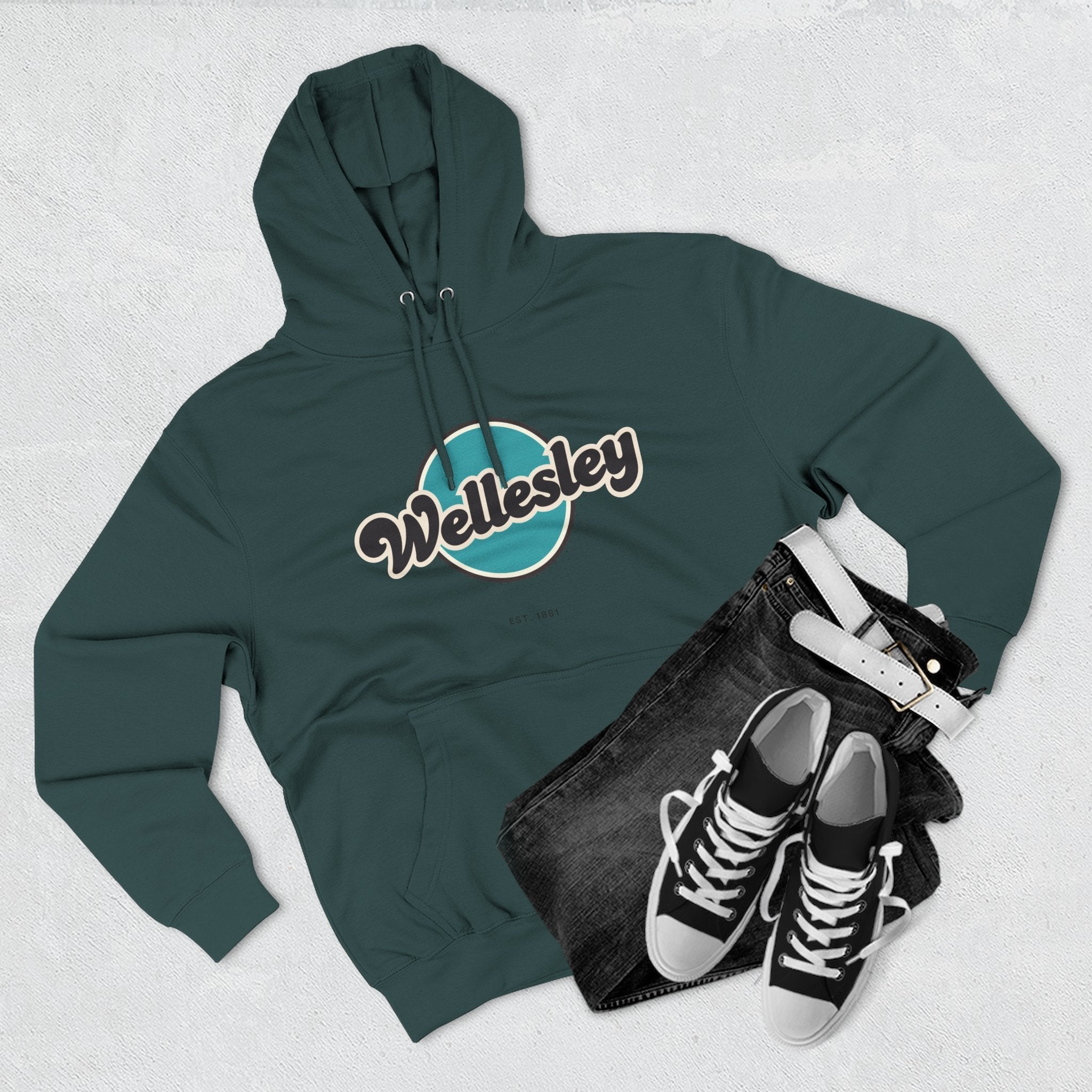 Wellesley Retro Vibe Hoodie for Casual Days, Streetwear, Unisex Gift, Cozy Layering Apparel