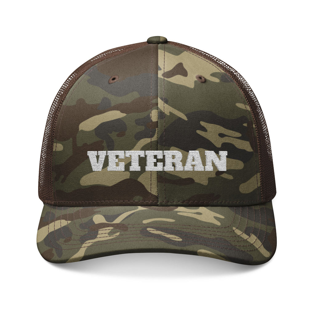 Camouflage Veteran Trucker Hat, Embroidered Military Cap, Gift for Veterans, Outdoor Sports Hat, Camouflage Baseball Cap, Dad Hat