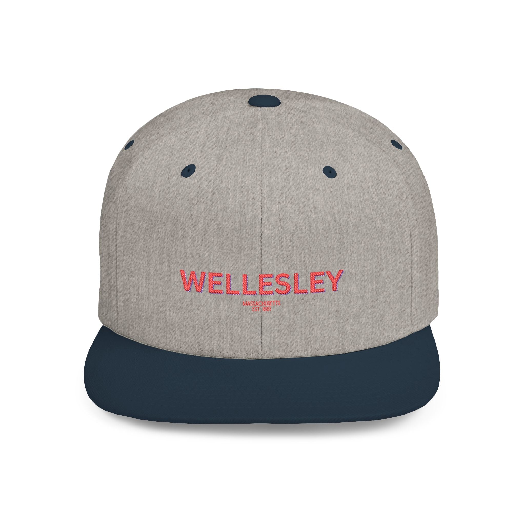 Wellesley Stylish Flat Bill Snapback Hat with Design, Perfect for Casual Outings, Streetwear, Gifts, Festivals, Everyday Wear