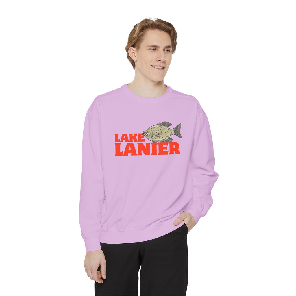 Lake Lanier Fish Sweatshirt | Unisex Garment-Dyed Apparel | Cozy Lake Life Gift, Relaxed Weekend Wear, Fishing Enthusiast Gear