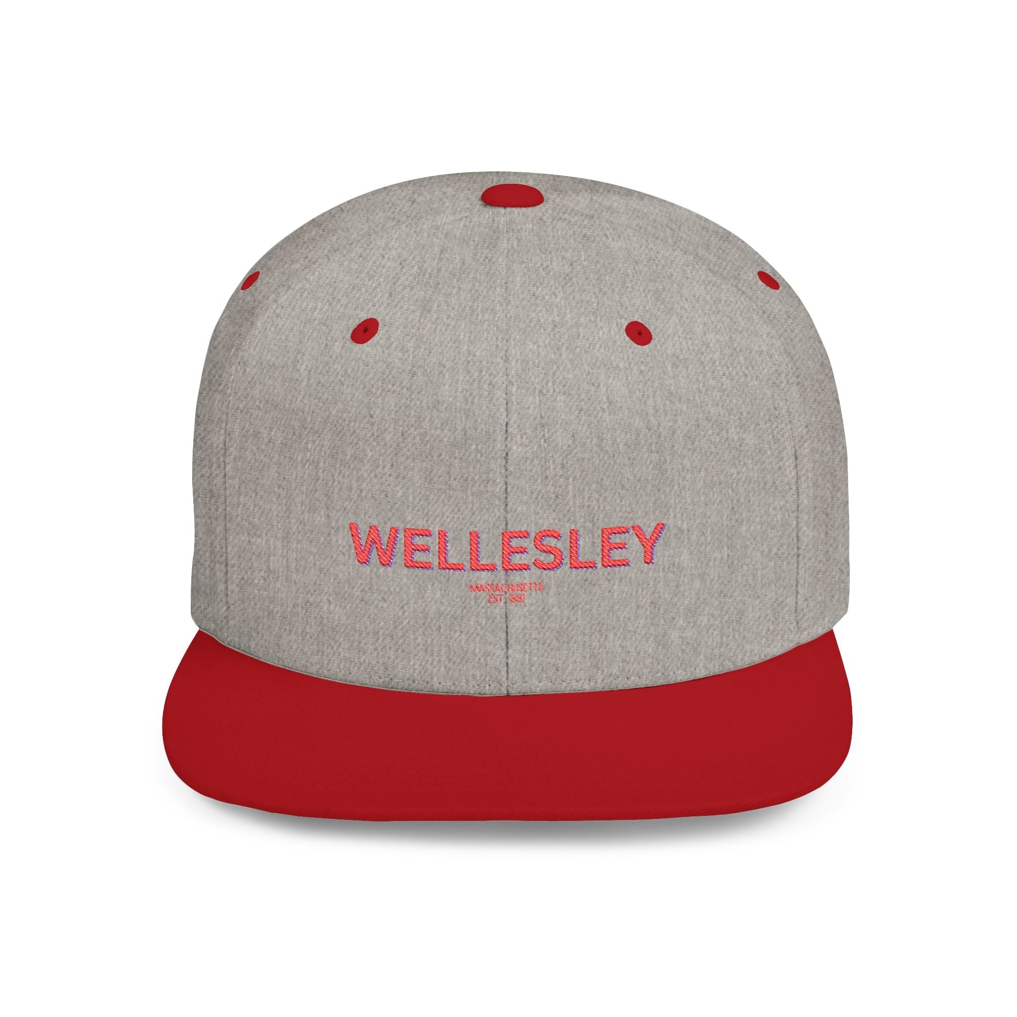 Wellesley Stylish Flat Bill Snapback Hat with Design, Perfect for Casual Outings, Streetwear, Gifts, Festivals, Everyday Wear