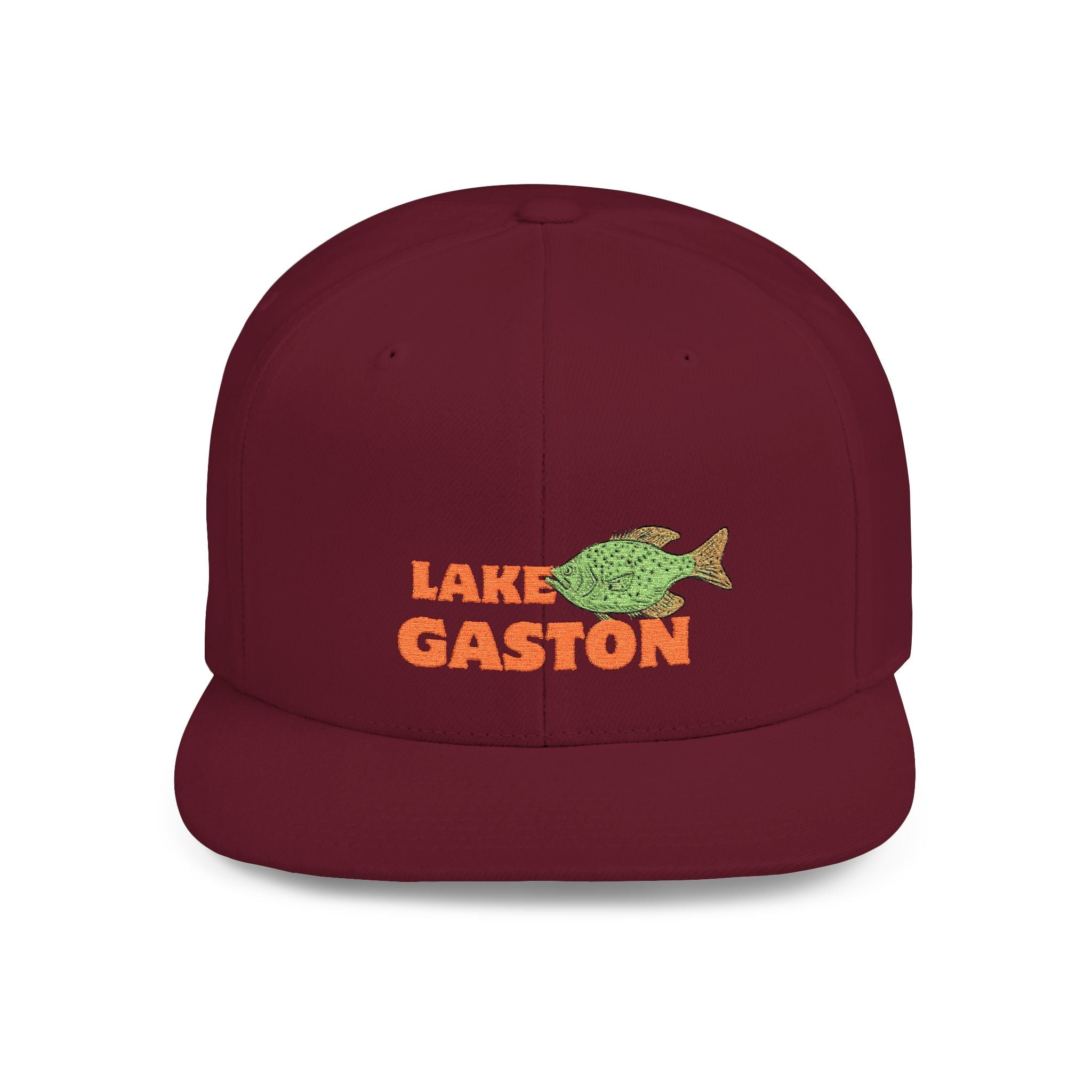 Lake Gaston Fish Flat Bill Snapback Hat, Fishing Cap, Outdoor Gear, Lake House Gift, Summer Accessories, Stylish Headwear