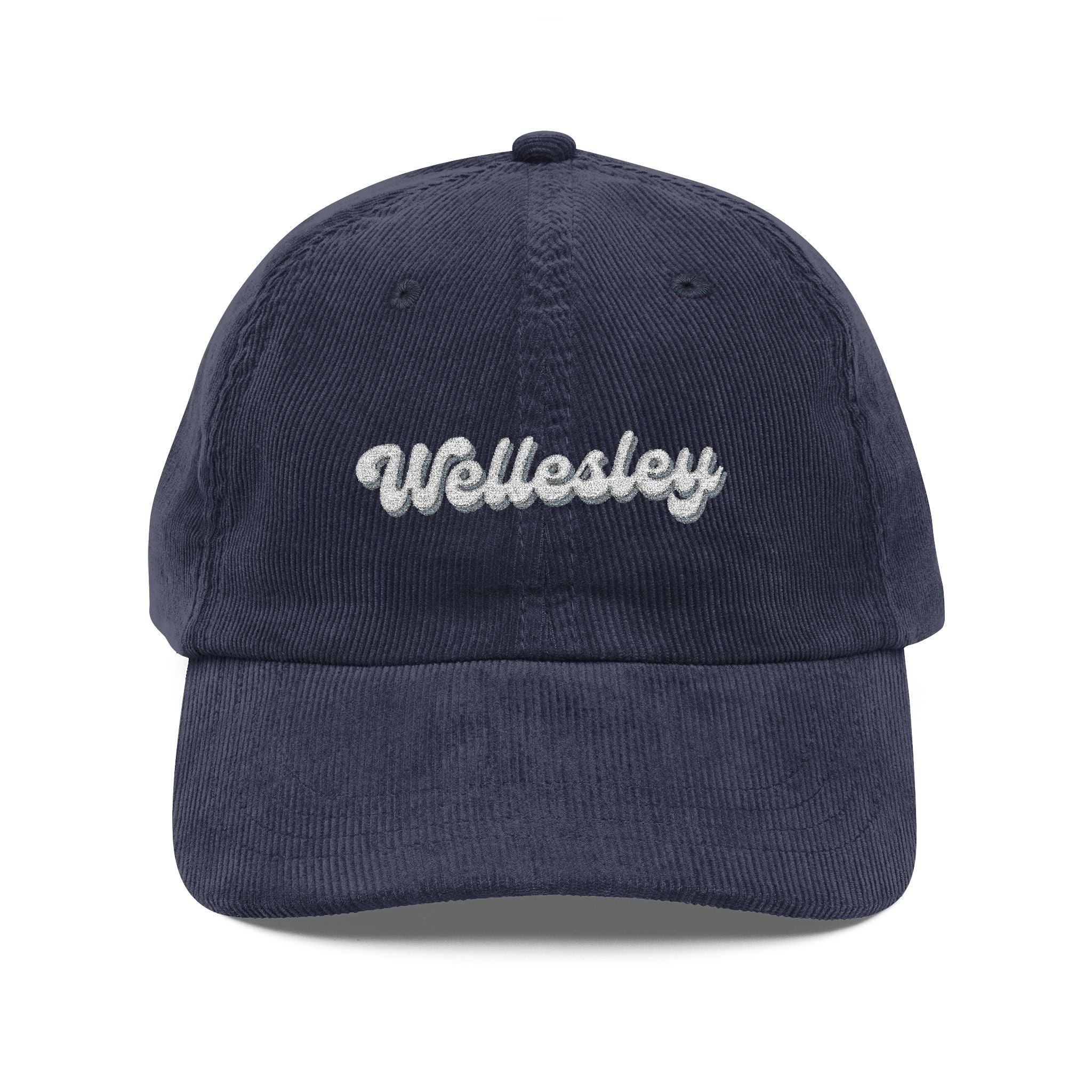 Wellesley Vintage Corduroy Cap, Retro Fashion Hat, Cool Embroidered Cap, Casual Summer Accessory, Gift for Trendsetters